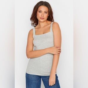 LTS Tall Grey Marl Square Neck Vest Top